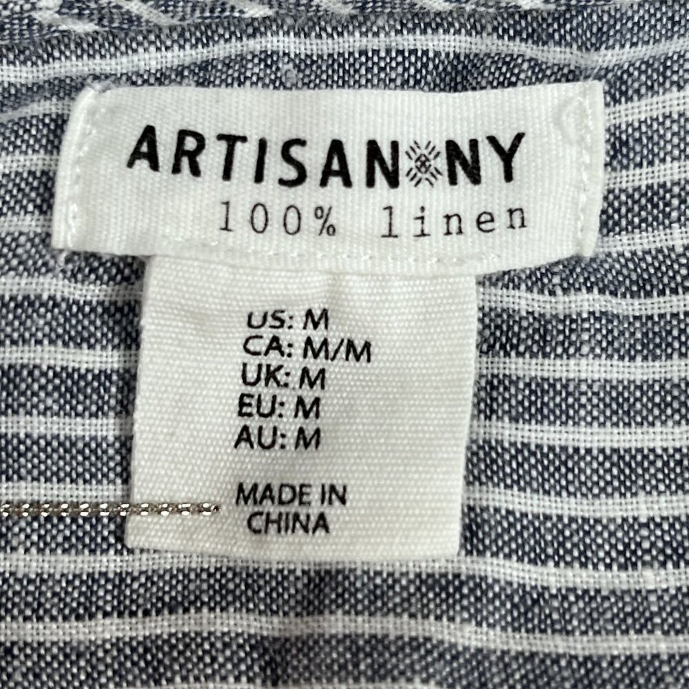 Artisan NY 100% Linen Womens Grey Button Down Shirt Sz Medium - Picture 3 of 3